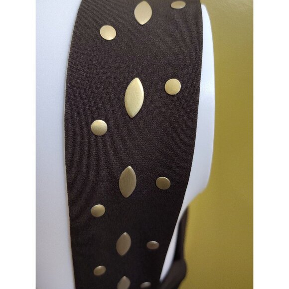 VTG Y2K Style & Co Sleeveless Brass Studded Brown Fit & Flare Dress S Coastal - Picture 4 of 5